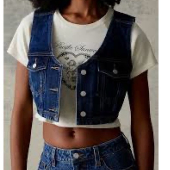 PacSun Tops - Pacsun Ultra Cropped Denim Vest XS